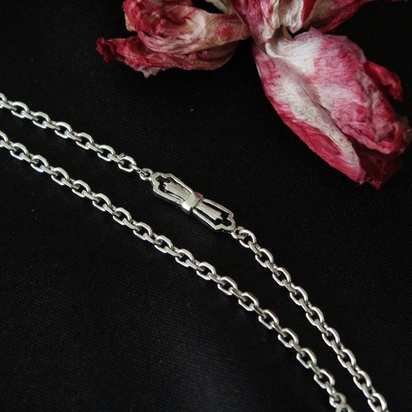 Long Layered Silver Necklace - Picture 3 of 4
